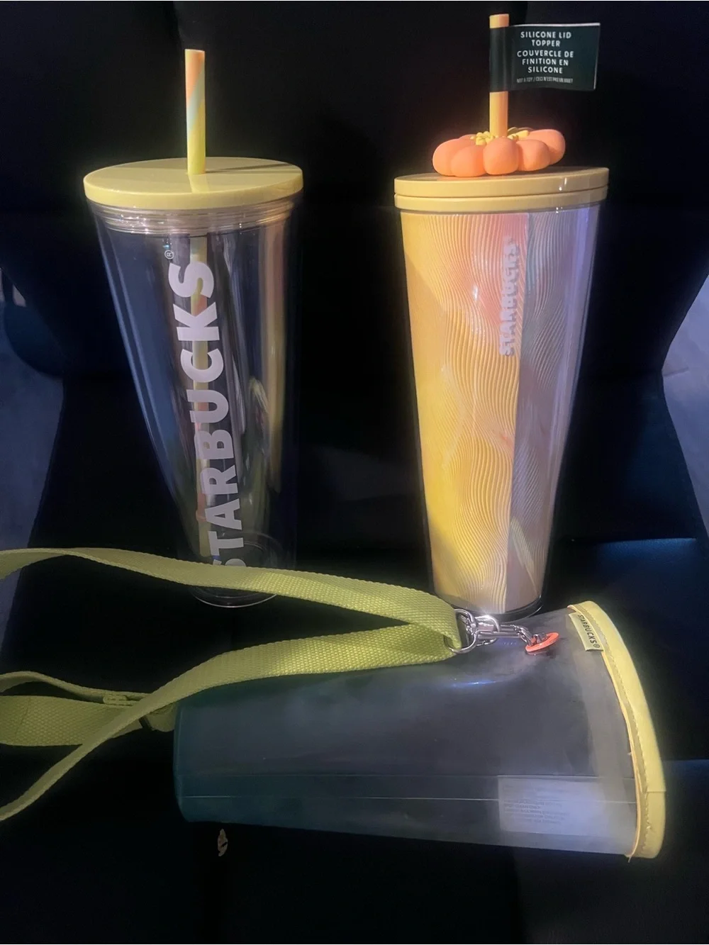 Starbucks Yellow Gradient Reusable Tumblers Set with Matching Lids and Straws